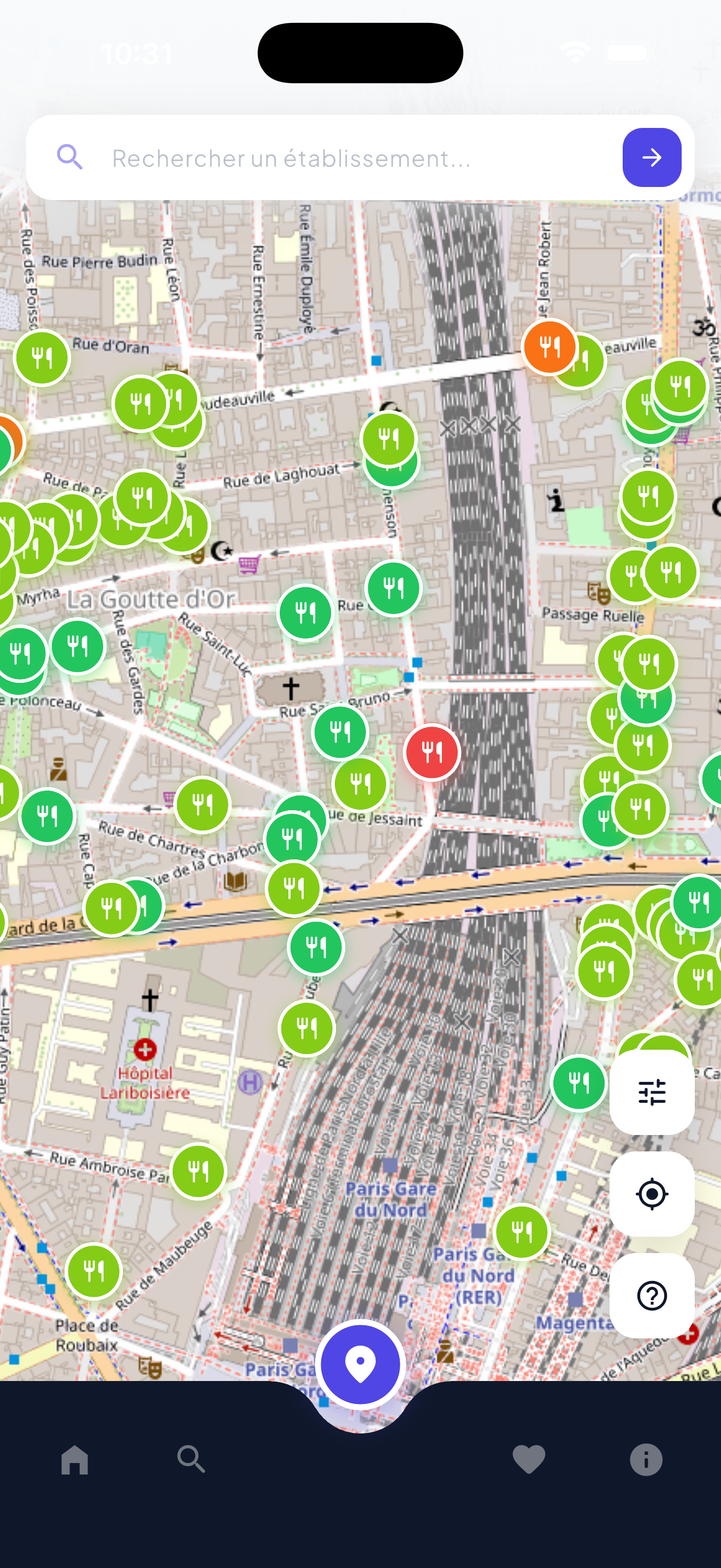 Carte interactive des restaurants